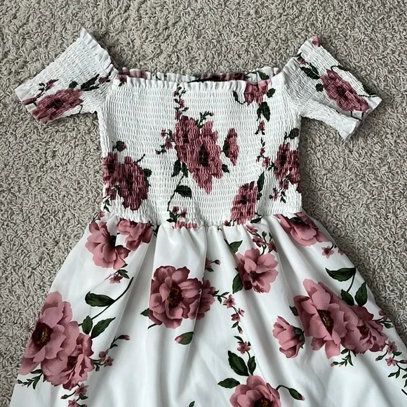 SHEIN elastic off the shoulder white floral mini dress Womens size M - Picture 2 of 4